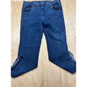 Western Ethics Blue Denim Straight Leg Jeans Women 22W Ornate Button 7519XMDN